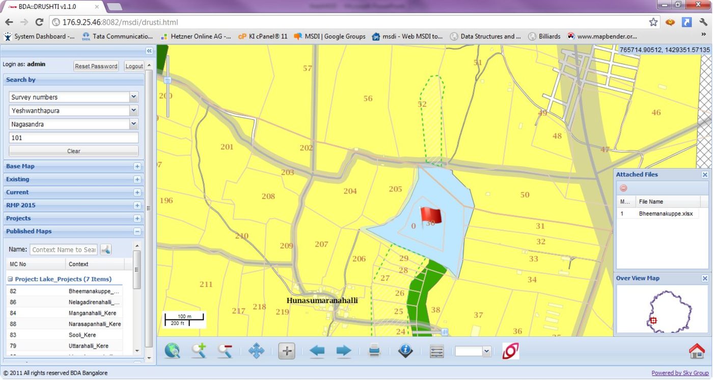 DRUSHTI v1.1 Web-GIS for Bangalore Development Authority, powered by SKY Group
