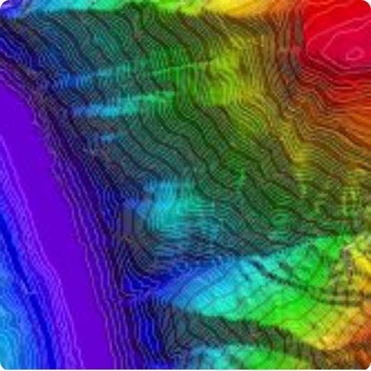 Digital elevation model with contours