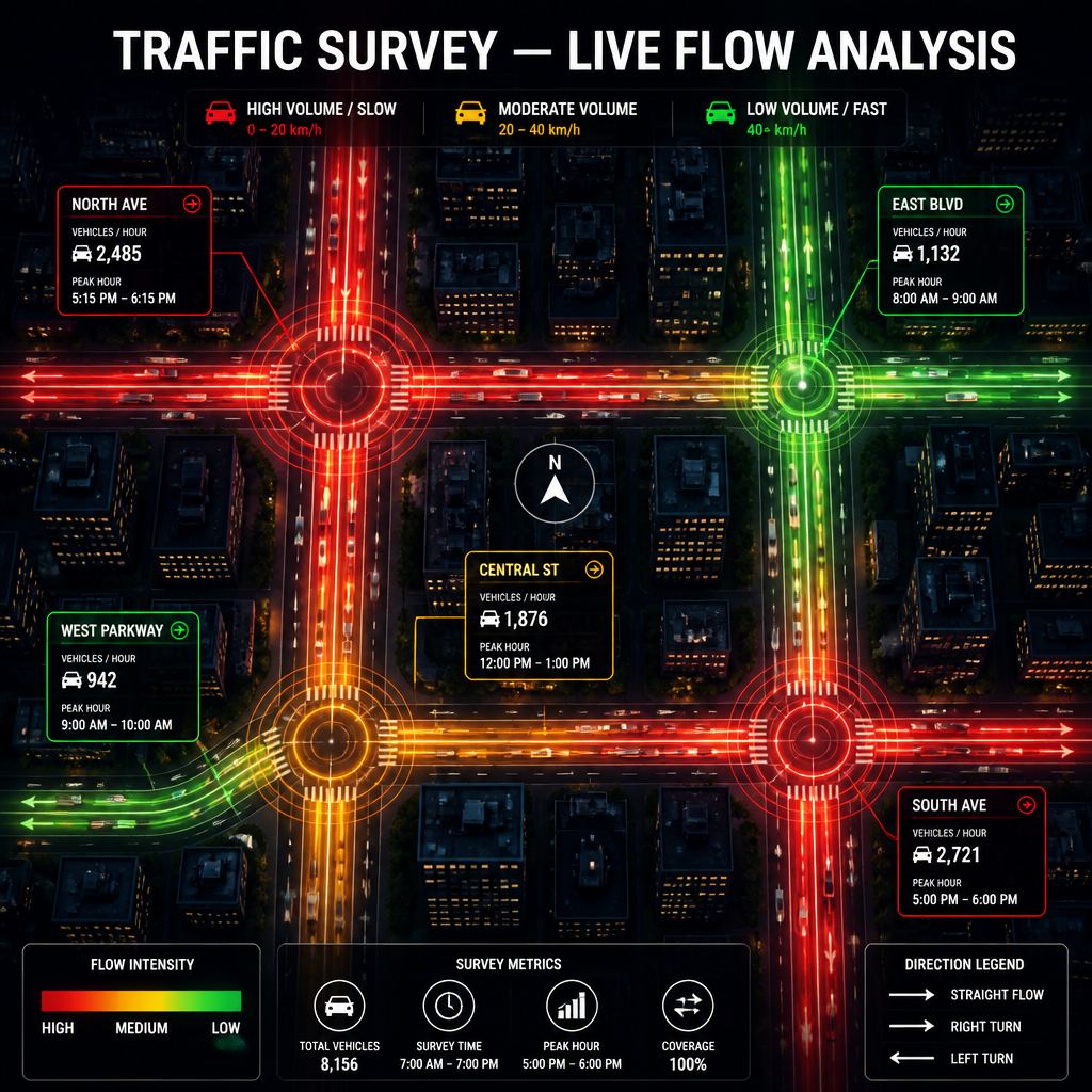 Traffic survey flow analysis graphic from SKY geospatial material
